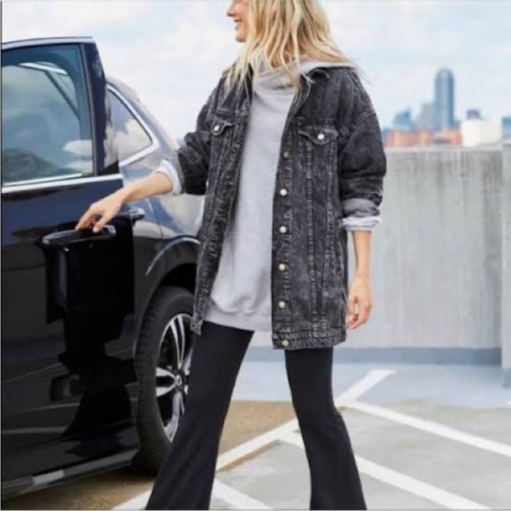 Aerie oversized black washed denim jacket